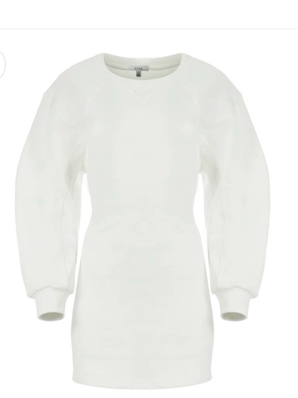 Ecru Mini Sweatshirt Dress with Puff Sleeves